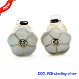 Luminous Florals Silver Stud Earrings With Mother-Of-Pearl