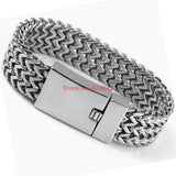 Silver Link Chain Mens Bracelet Father's Gift Stainless Steel Jewelry