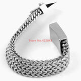 Silver Link Chain Mens Bracelet Father's Gift Stainless Steel Jewelry