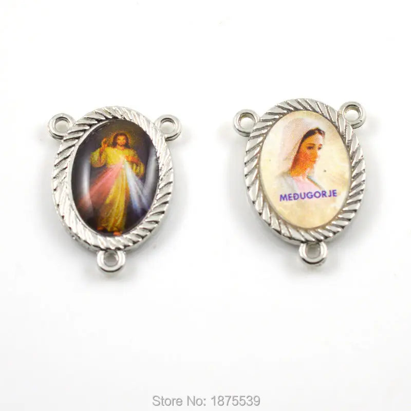 Jesus Catholic Rosary Center Piece for Necklace Connector