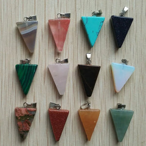 Natural Stone Triangle Charms Pendants for Necklace Making 12pcs/lot
