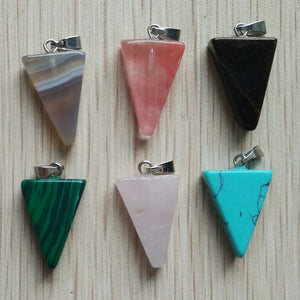 Natural Stone Triangle Charms Pendants for Necklace Making 12pcs/lot