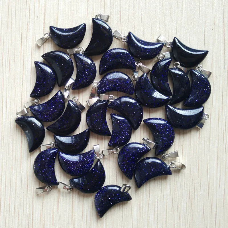 Sand Stone Crescent Moon Charms Pendants 50pcs
