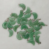 50pcs Green Aventurine Crescent Moon Charm Pendants DIY Jewelry Making