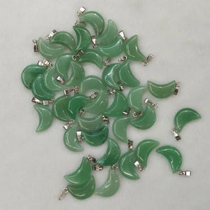 50pcs Green Aventurine Crescent Moon Charm Pendants DIY Jewelry Making