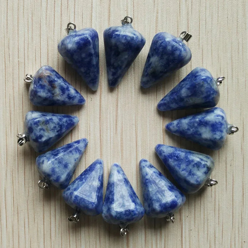 Natural Sodalite Faceted Charms Pendants for Jewelry Making 12pcs