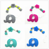 Silicone Pacifier Rose Flower Clip with Elephant Teether Teething Clip