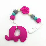 Silicone Pacifier Rose Flower Clip with Elephant Teether Teething Clip