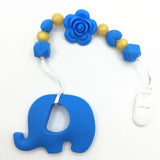 Silicone Pacifier Rose Flower Clip with Elephant Teether Teething Clip