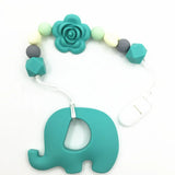 Silicone Pacifier Rose Flower Clip with Elephant Teether Teething Clip