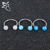 16G Fire Opal Stone Ball Stainless Steel BCR Body Jewelry