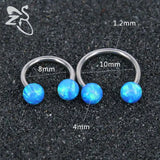 16G Fire Opal Stone Ball Stainless Steel BCR Body Jewelry