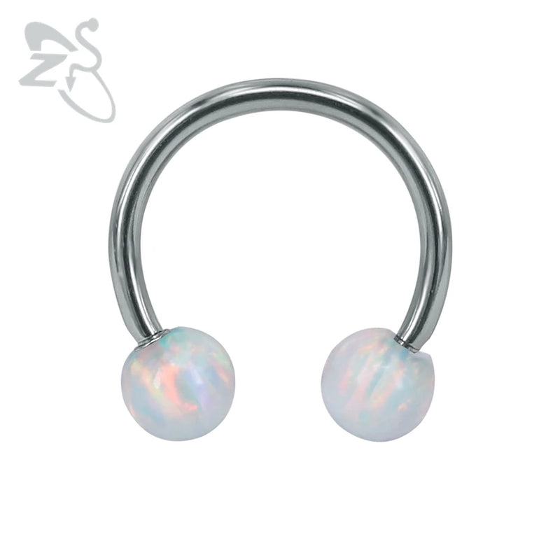 16G Fire Opal Stone Ball Stainless Steel BCR Body Jewelry