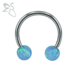 16G Fire Opal Stone Ball Stainless Steel BCR Body Jewelry
