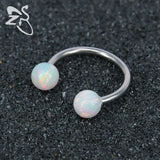 16G Fire Opal Stone Ball Stainless Steel BCR Body Jewelry