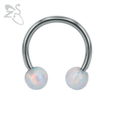 16G Fire Opal Stone Ball Stainless Steel BCR Body Jewelry