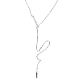 925 Sterling Silver Bar Lariat Long Silver Chain Women Necklace 925