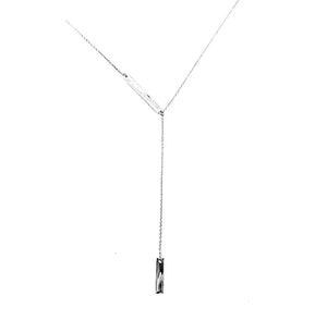 925 Sterling Silver Bar Lariat Long Silver Chain Women Necklace 925