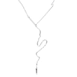 925 Sterling Silver Bar Lariat Long Silver Chain Women Necklace 925