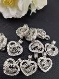 Mother's Locket Necklace Heart Shape Cage Pendant