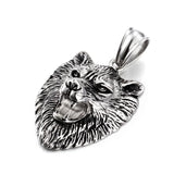 Vintage Gothic Wolf Heads Pendant Necklace with Rope Chain