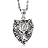 Vintage Gothic Wolf Heads Pendant Necklace with Rope Chain