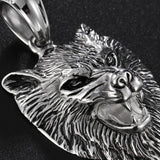 Vintage Gothic Wolf Heads Pendant Necklace with Rope Chain