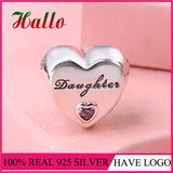 925 Silver Daughter's Love Heart Charm Bead for Bracelet