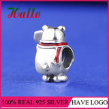 Christmas Polar Bear Charm, Red Enamel Bead for 925 Bracelets