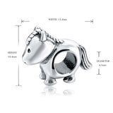 925 Silver Pony Charm Beads for Bracelet DIY Jewelry Gift