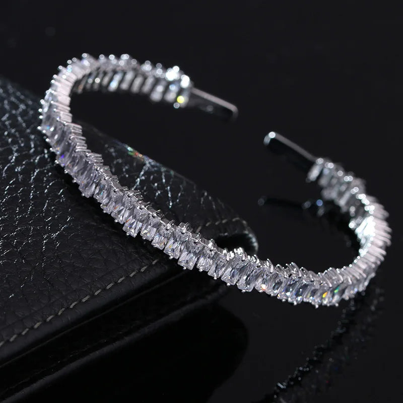 Adjustable Cuff Bangle Top CZ Zircon Bracelet