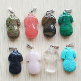 Natural Stone Carved Cheongsam Shape Pendants Charms 8pcs