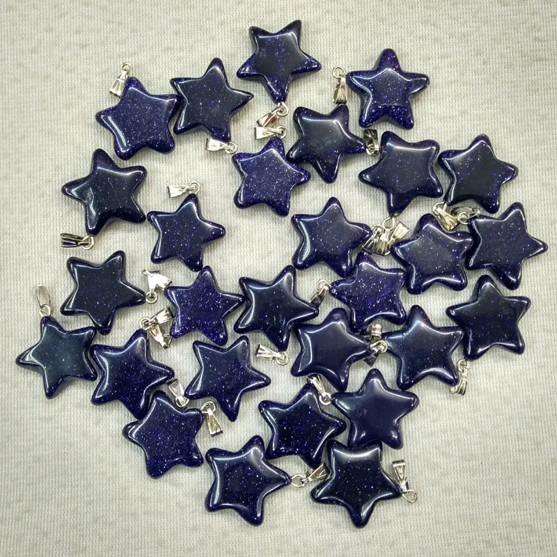 50pcs Sand Stone 5-Pointed Star Charm Pendants for Jewelry Making