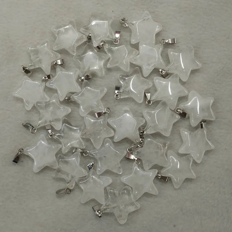 Natural Crystal Star Charm Pendants for Jewelry Making 50pcs/lot