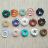 Natural Stone Circle Donut Charms Pendants 18mm for Jewelry Making