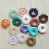 Natural Stone Circle Donut Charms Pendants 18mm for Jewelry Making
