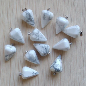 12pcs Natural Stone Faceted Pendulum Charms Pendants for Jewelry Making