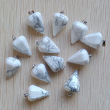 12pcs Natural Stone Faceted Pendulum Charms Pendants for Jewelry Making