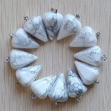 12pcs Natural Stone Faceted Pendulum Charms Pendants for Jewelry Making