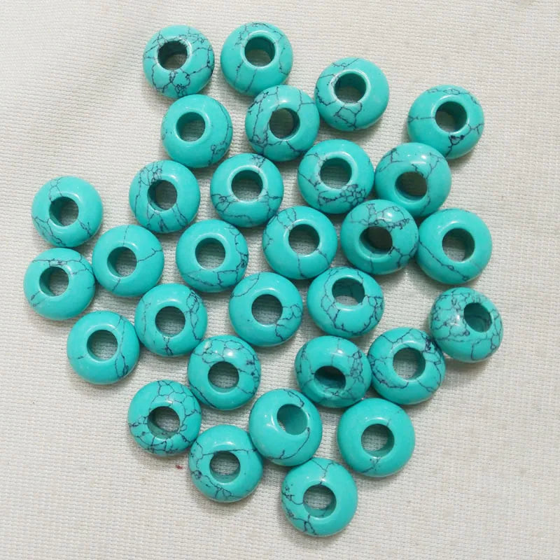 Round Shape Stone Beads with Big Hole for Bracelet Charms 50pcs/lot