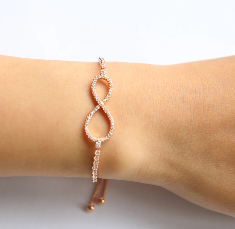 AAA+ CZ Rose Infinity Bracelet