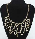 Coral Flower Necklace Hollow Branch Sautoir Clavicle Short Chain