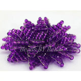 Crystal Beads Brooch Purple Wedding Party African Women Gift Flower Brooch
