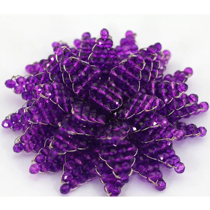 Crystal Beads Brooch Purple Wedding Party African Women Gift Flower Brooch