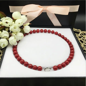 10mm Coral Beaded Necklace
