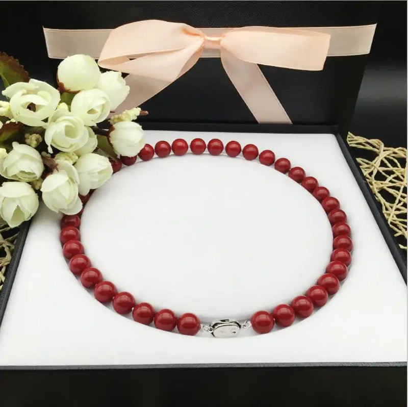 10mm Coral Beaded Necklace