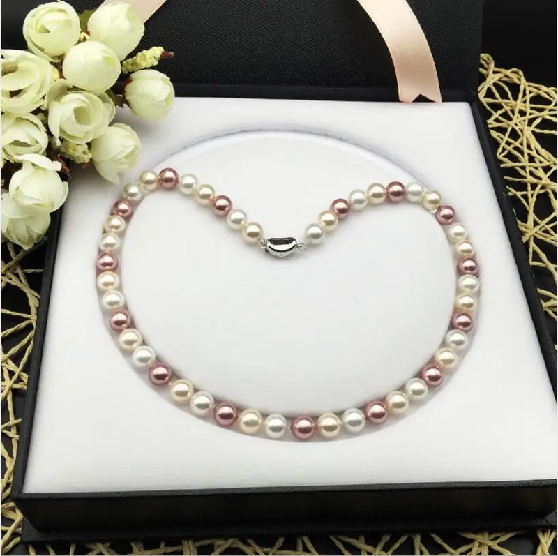 Natural Deep-Sea Mother of Shell Pearl Necklace Round