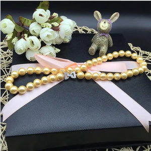 10mm Nacre Shell Pearl Necklace with Butterfly Knot