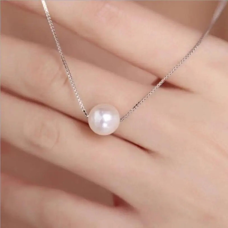 Natural Pearl Clavicle Chain Necklace Single Pearl