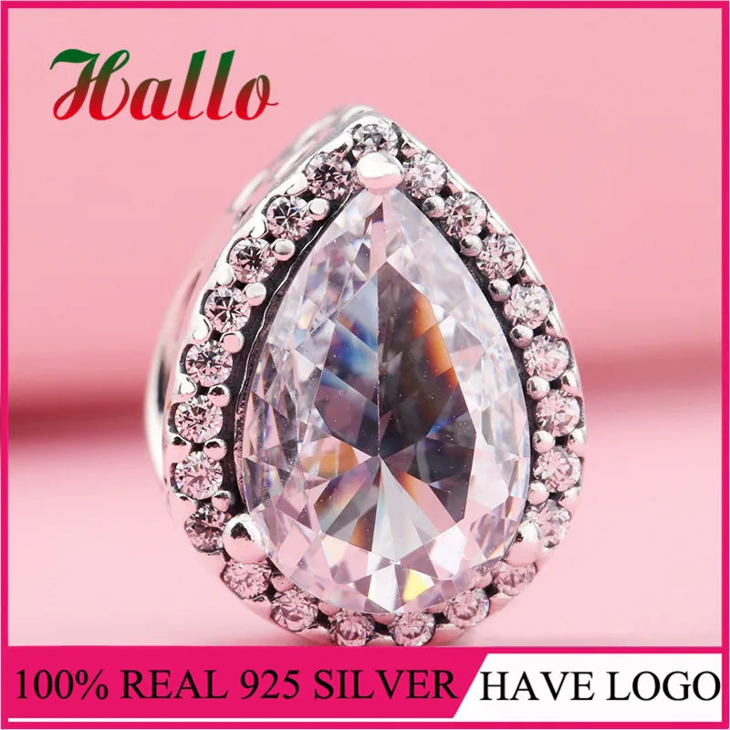 925 Silver Teardrop Charm Beads for Bracelet Jewelry Gift